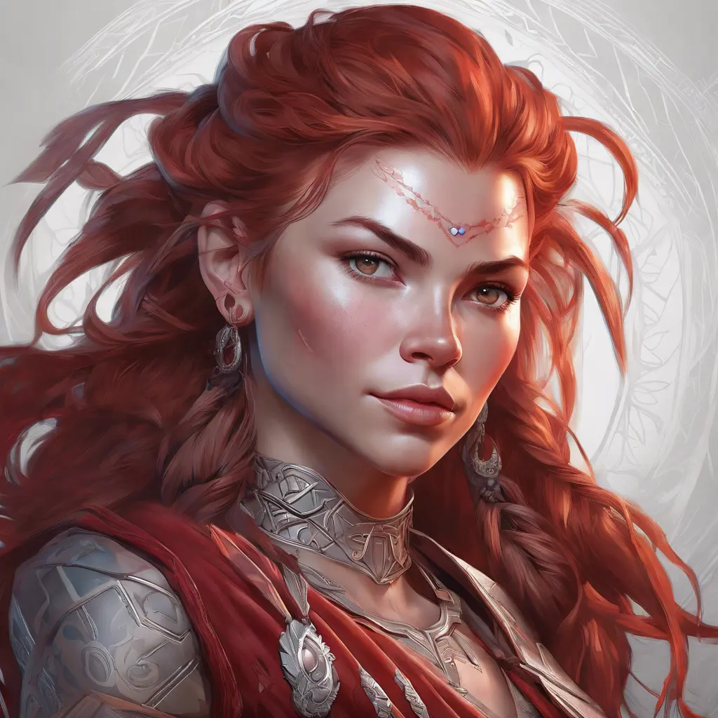 Alluring matte portrait of the beautiful Aloy in dark red, 8k, Highly Detailed, Intricate, Realistic, Sharp Focus, Volumetric Lighting, Fantasy, Elegant by Stanley Artgerm Lau, Alphonse Mucha, WLOP, Stefan Kostic