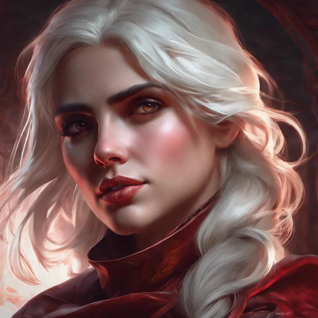 Alluring matte portrait of the beautiful Ciri in Dark Red, 8k, Highly Detailed, Intricate, Realistic, Sharp Focus, Volumetric Lighting, Fantasy, Elegant by Stanley Artgerm Lau, Alphonse Mucha, WLOP, Stefan Kostic