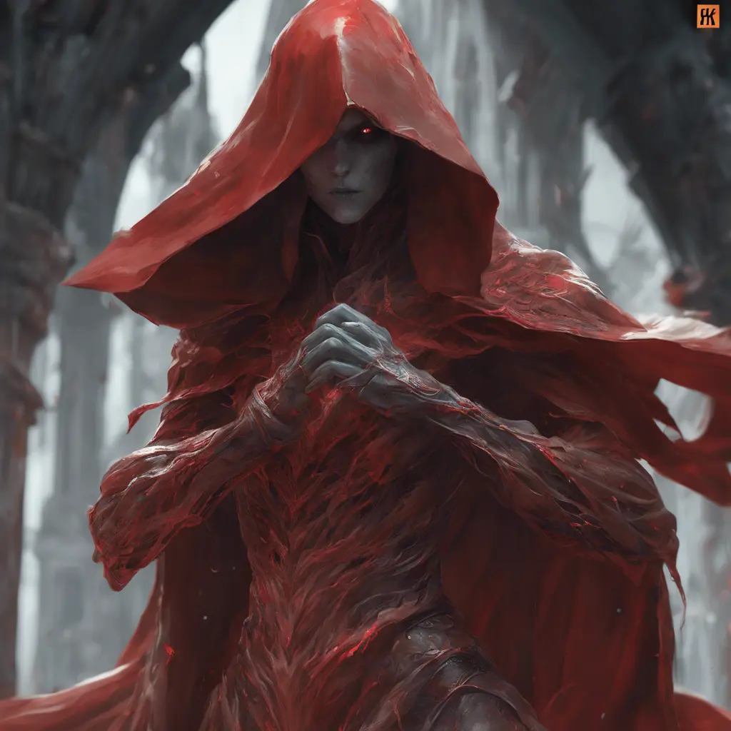 close up red ghost, 4k, Highly Detailed, Hyper Detailed, Powerful, Artstation, Vintage Illustration, Digital Painting, Elden Ring, Sharp Focus, Smooth, Concept Art by WLOP