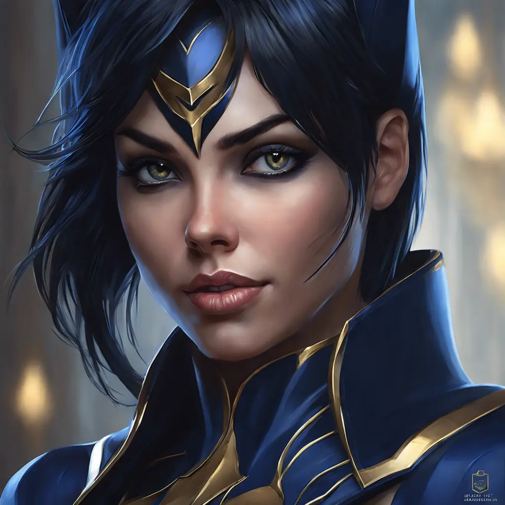 Matte portrait of the beautiful Cassandra Cain in dark blue, 8k, Highly Detailed, Intricate, Realistic, Sharp Focus, Volumetric Lighting, Fantasy, Elegant by Stanley Artgerm Lau, WLOP