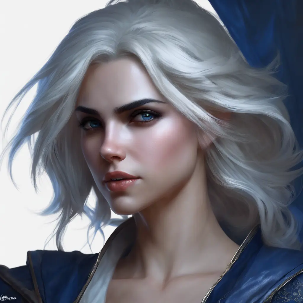 Alluring matte portrait of the beautiful Ciri in dark blue, 8k, Highly Detailed, Intricate, Realistic, Sharp Focus, Volumetric Lighting, Fantasy, Elegant by Stanley Artgerm Lau, WLOP