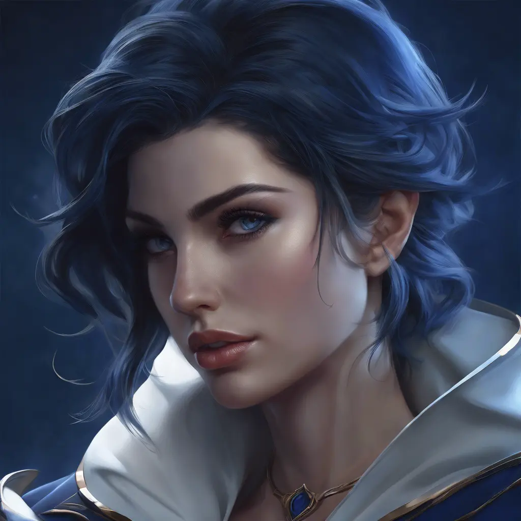 Matte portrait of the beautiful Fiora in dark blue, 8k, Highly Detailed, Intricate, Realistic, Sharp Focus, Volumetric Lighting, Fantasy, Elegant by Stanley Artgerm Lau, WLOP, Stefan Kostic