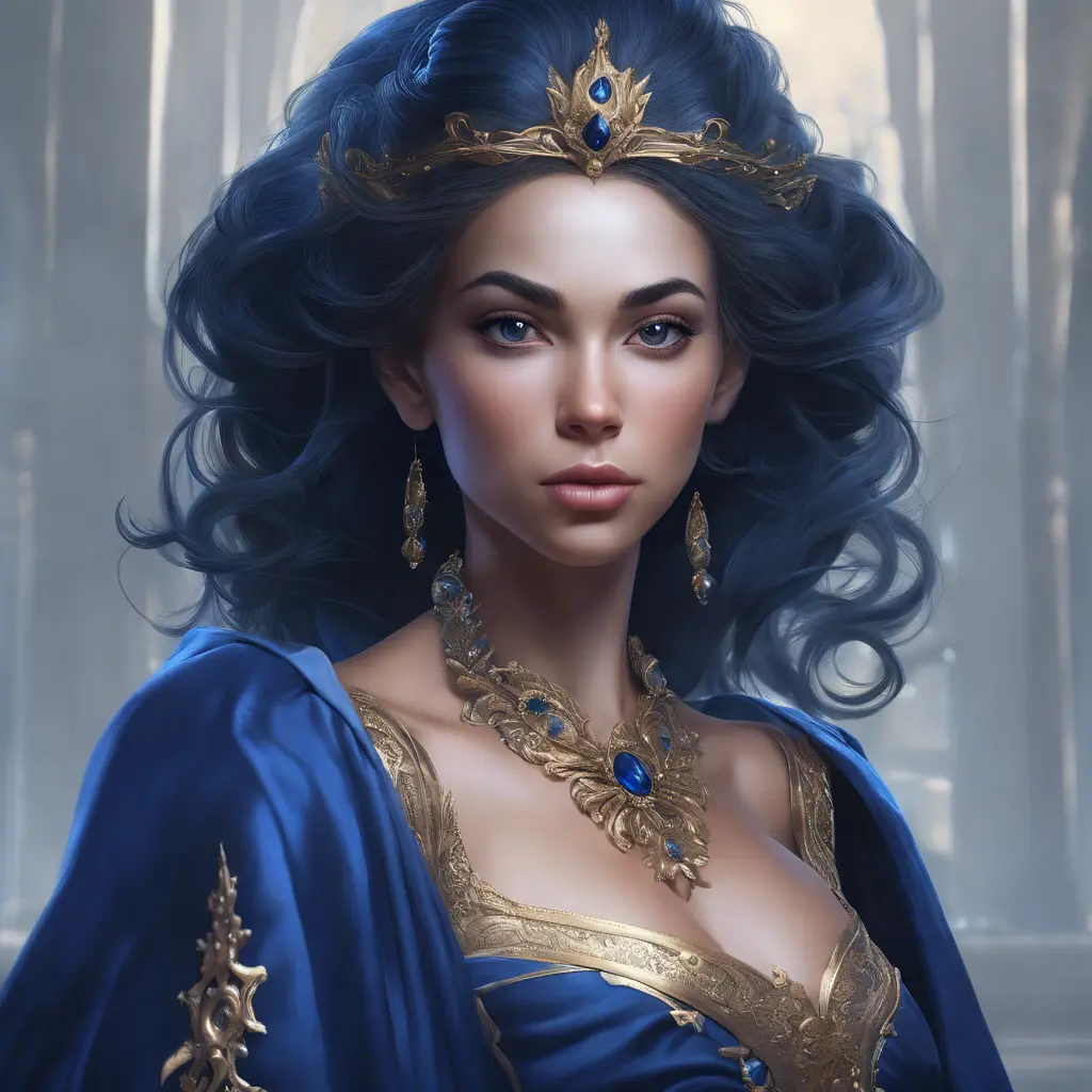 Matte portrait of the beautiful Princess Monoke in dark blue, 8k, Highly Detailed, Intricate, Realistic, Sharp Focus, Volumetric Lighting, Fantasy, Elegant by Stanley Artgerm Lau, WLOP, Stefan Kostic