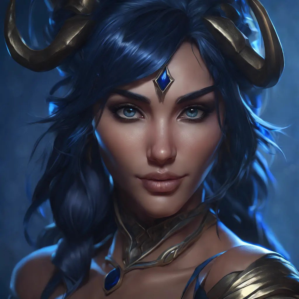 Matte portrait of the beautiful Nidalee in dark blue, 8k, Highly Detailed, Intricate, Realistic, Sharp Focus, Volumetric Lighting, Fantasy, Elegant by Stanley Artgerm Lau, WLOP, Stefan Kostic