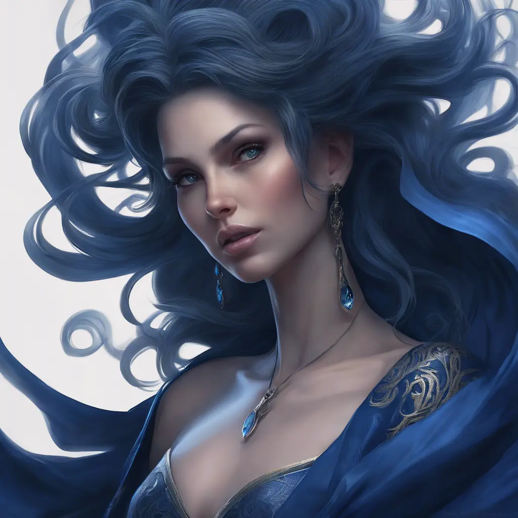 Matte portrait of the beautiful Seraphine in dark blue, 8k, Highly Detailed, Intricate, Realistic, Sharp Focus, Volumetric Lighting, Fantasy, Elegant by Stanley Artgerm Lau, WLOP, Stefan Kostic