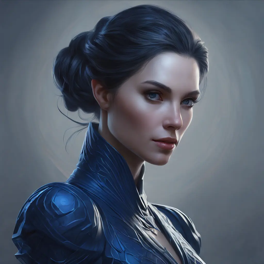 Matte portrait of the beautiful Vex in dark blue, 8k, Highly Detailed, Intricate, Realistic, Sharp Focus, Volumetric Lighting, Fantasy, Elegant by Stanley Artgerm Lau, WLOP, Stefan Kostic