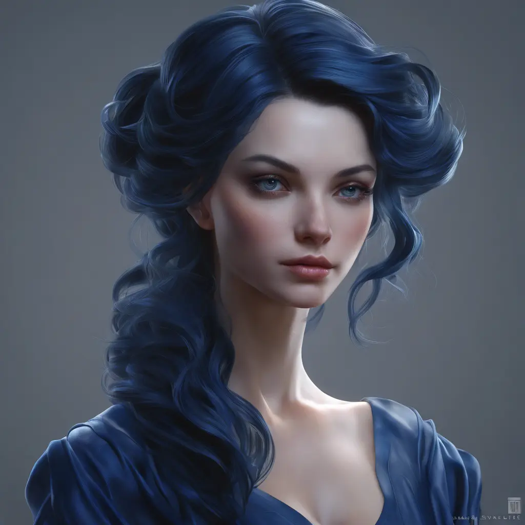 Matte portrait of the beautiful Seraphine in dark blue, 8k, Highly Detailed, Intricate, Realistic, Sharp Focus, Volumetric Lighting, Fantasy, Elegant by Stanley Artgerm Lau, WLOP, Stefan Kostic