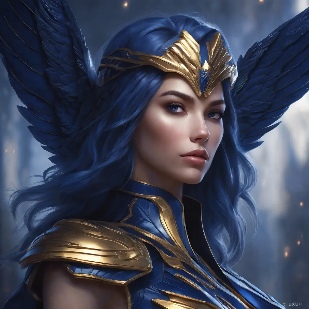 Alluring matte portrait of the beautiful Kayle in dark blue, 8k, Highly Detailed, Intricate, Realistic, Sharp Focus, Volumetric Lighting, Fantasy, Elegant by Stanley Artgerm Lau, WLOP, Stefan Kostic