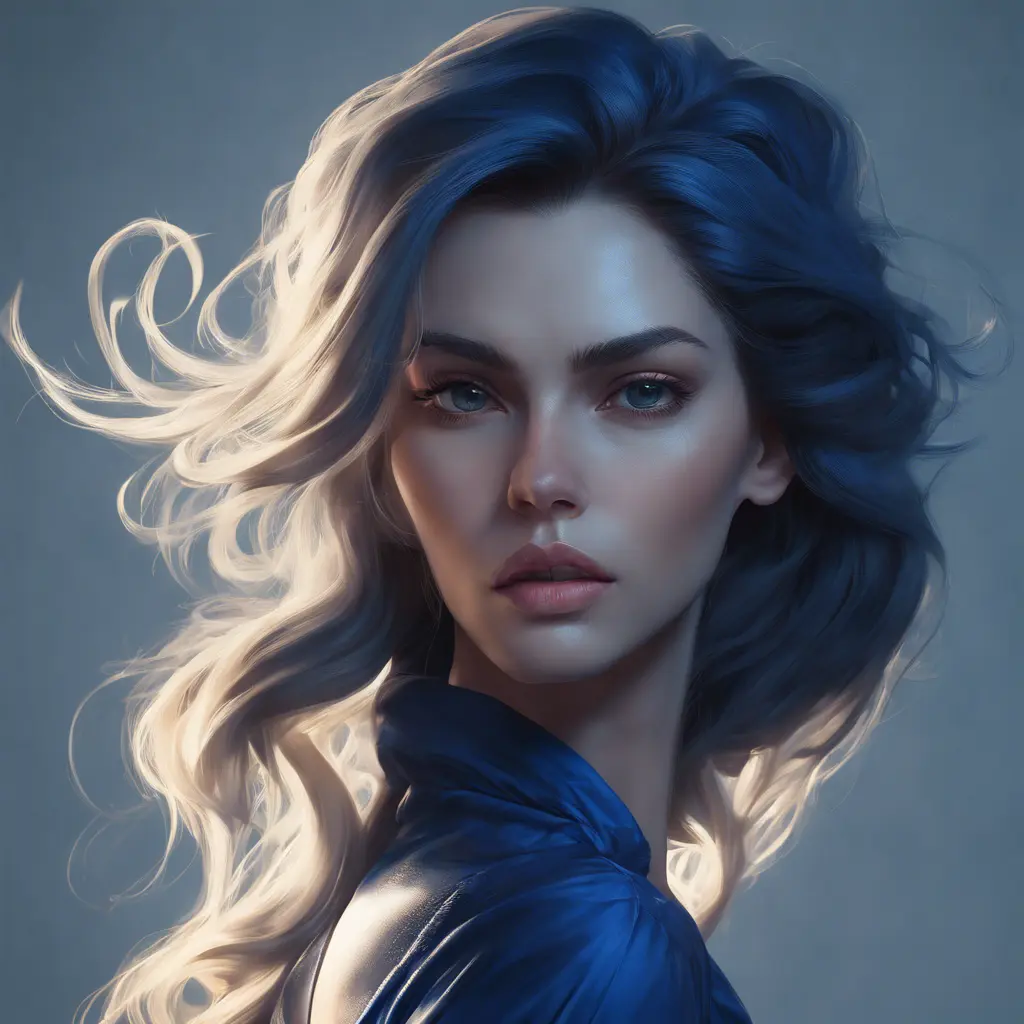 Matte portrait of the beautiful Lyx in dark blue, 8k, Highly Detailed, Intricate, Realistic, Sharp Focus, Volumetric Lighting, Fantasy, Elegant by Stanley Artgerm Lau, WLOP, Stefan Kostic