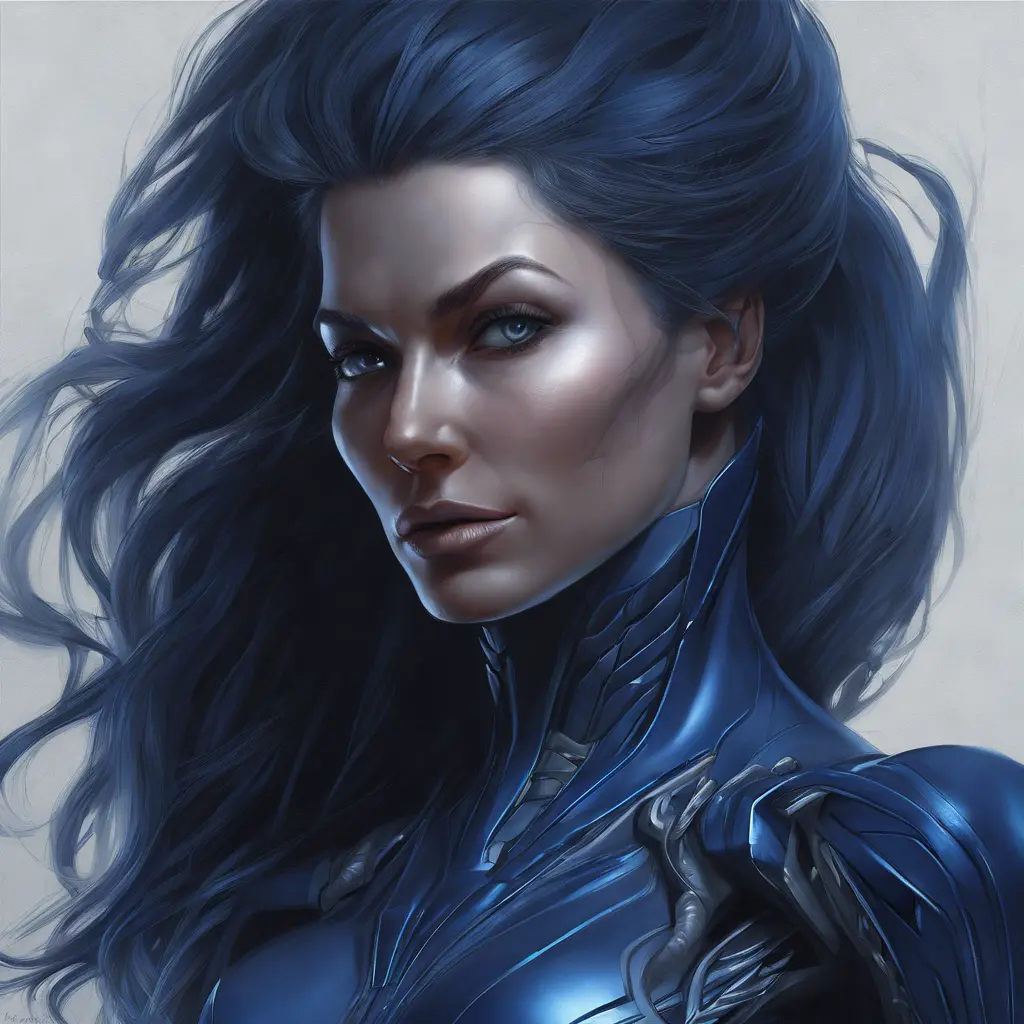 Matte portrait of the beautiful Sarah Kerrigan in dark blue, 8k, Highly Detailed, Intricate, Realistic, Sharp Focus, Volumetric Lighting, Fantasy, Elegant by Stanley Artgerm Lau, WLOP, Stefan Kostic