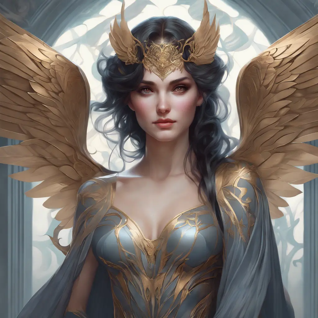 Alluring matte portrait of a beautiful Morgana with wings, 8k, Highly Detailed, Intricate, Half Body, Realistic, Sharp Focus, Volumetric Lighting, Fantasy, Elegant by Stanley Artgerm Lau, Alphonse Mucha, WLOP