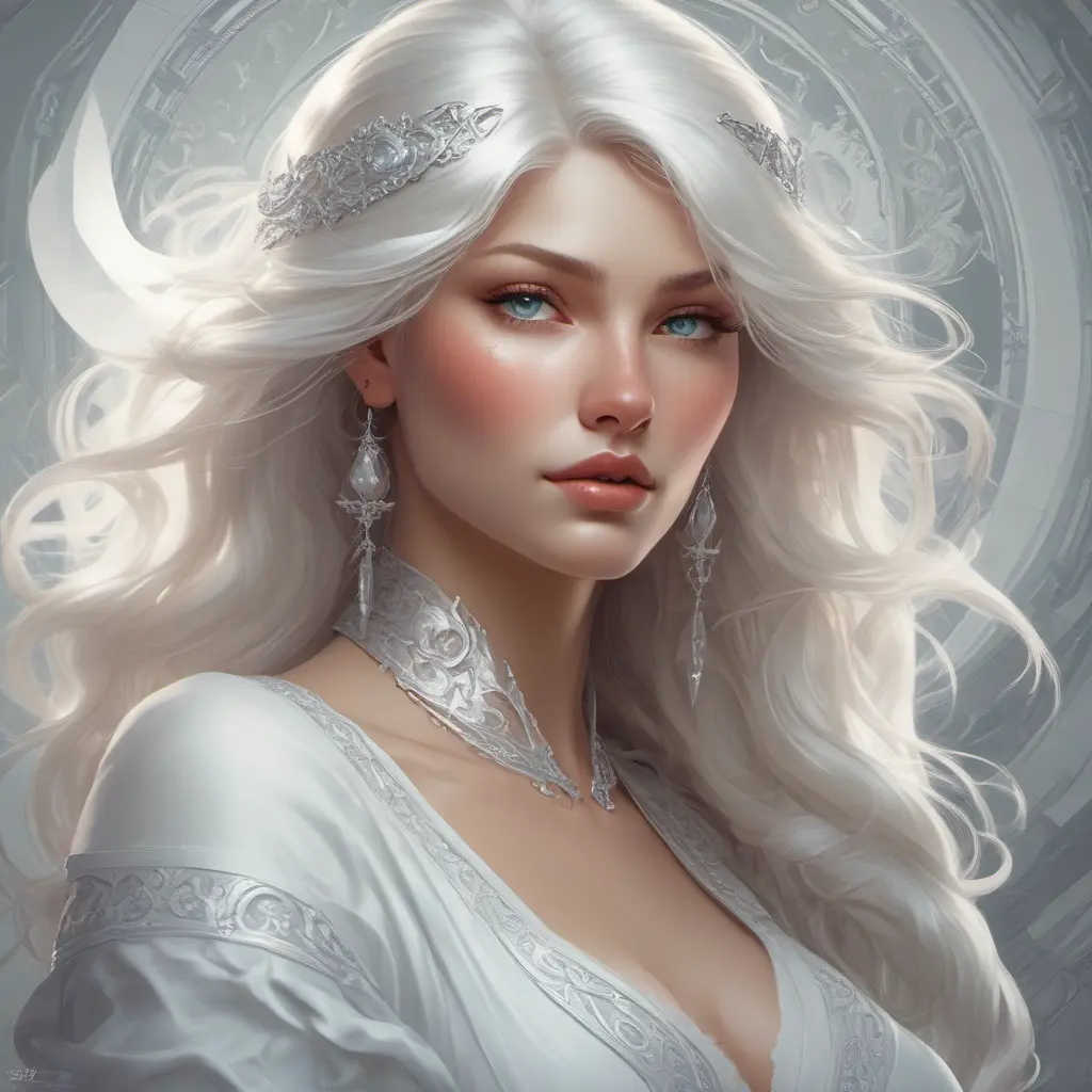 Alluring matte portrait of the beautiful Katarina in white, 8k, Highly Detailed, Intricate, Realistic, Sharp Focus, Volumetric Lighting, Fantasy, Elegant by Stanley Artgerm Lau, Alphonse Mucha, WLOP, Stefan Kostic