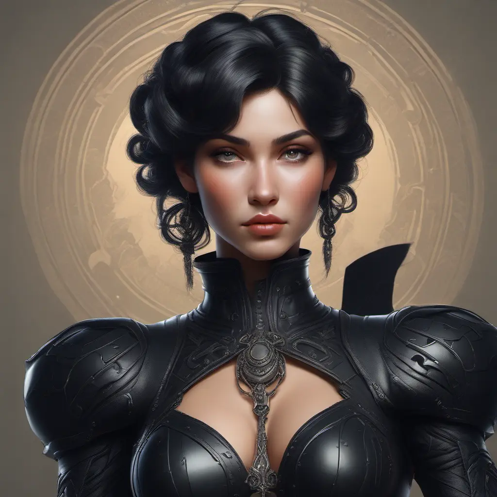 Alluring matte portrait of a beautiful Vex wearing black leather, 8k, Highly Detailed, Intricate, Half Body, Realistic, Sharp Focus, Volumetric Lighting, Fantasy, Elegant by Stanley Artgerm Lau, Alphonse Mucha, WLOP