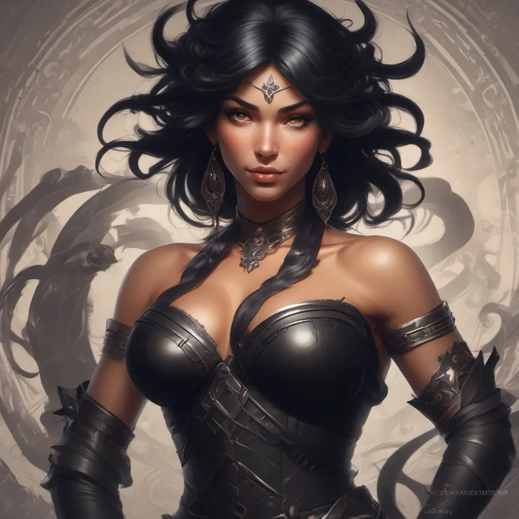 Alluring matte portrait of a beautiful Nidalee in black, 8k, Highly Detailed, Intricate, Half Body, Realistic, Sharp Focus, Volumetric Lighting, Fantasy, Elegant by Stanley Artgerm Lau, Alphonse Mucha, WLOP, Stefan Kostic