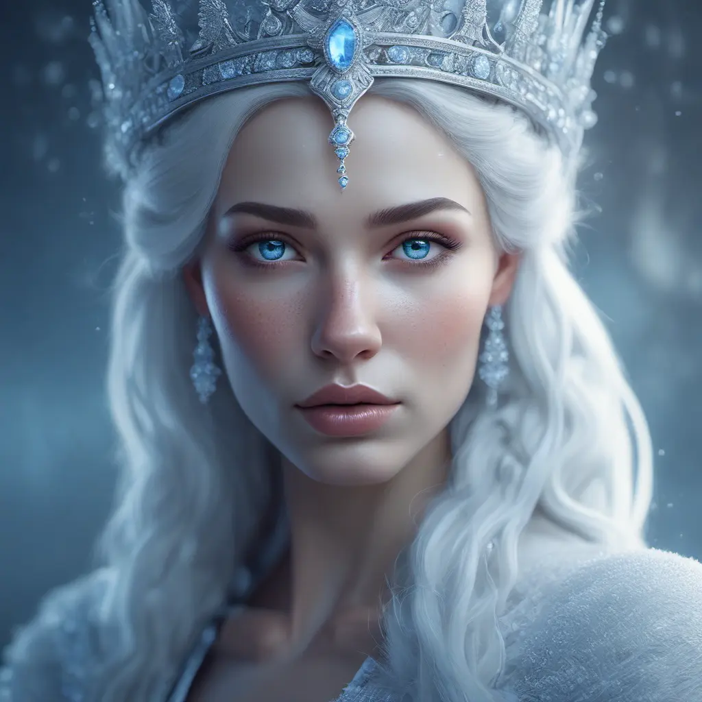 Alluring highly detailed matte portrait of a beautiful ice queen in the style of Stefan Kostic, 8k, High Definition, Highly Detailed, Intricate, Half Body, Realistic, Sharp Focus, Fantasy, Elegant