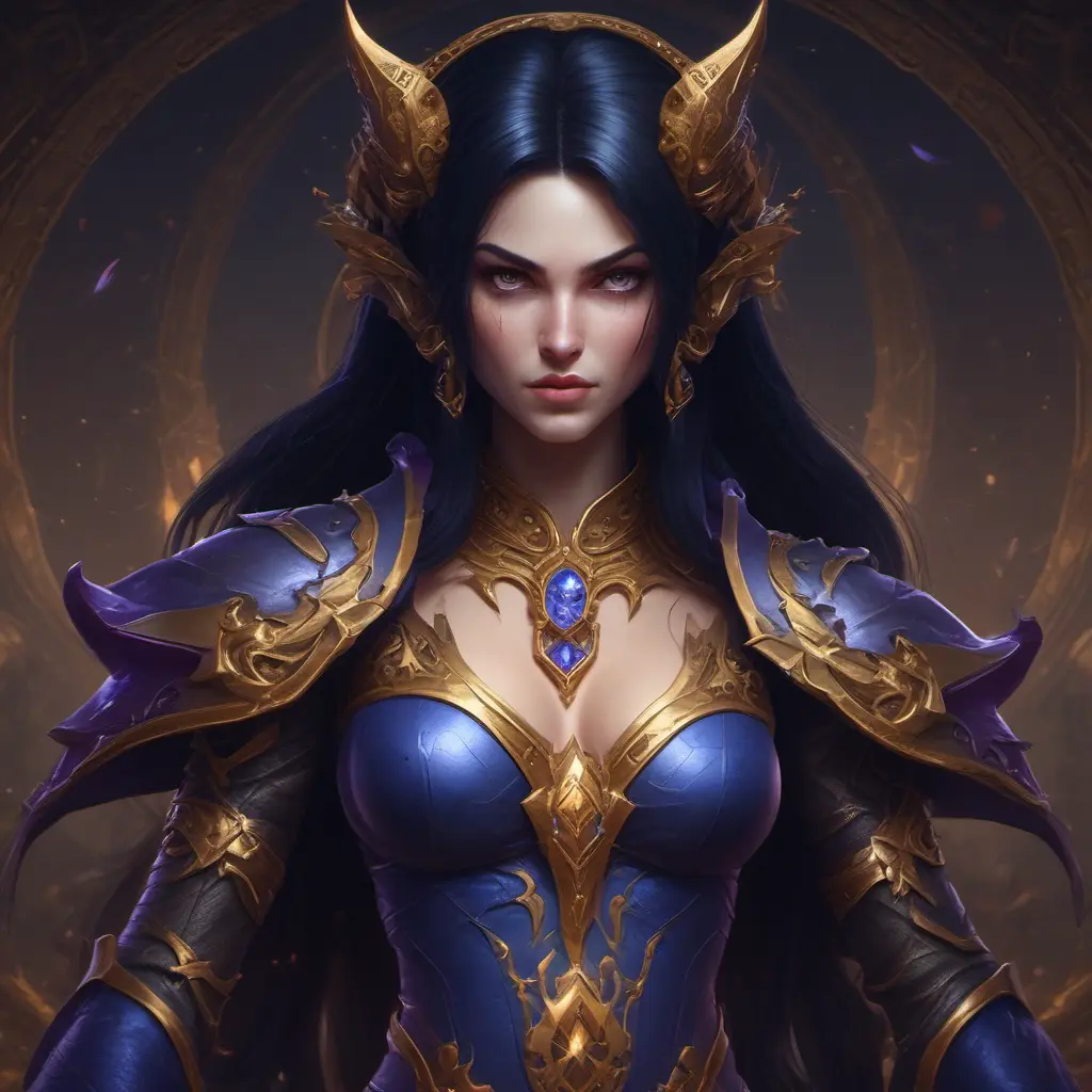 Matte portrait of Morgana from League of Legends in Elden Ring style, 8k, High Definition, Highly Detailed, Intricate, Half Body, Realistic, Sharp Focus, Fantasy, Elegant