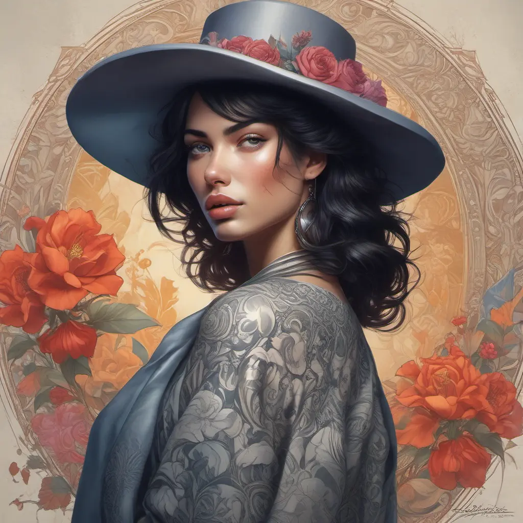 Colorful portrait of a tattooed Irina Shayk with a grey scale face, 4k, Highly Detailed, Hyper Detailed, Powerful, Artstation, Vintage Illustration, Digital Painting, Sharp Focus, Smooth, Concept Art by Stanley Artgerm Lau, Alphonse Mucha, Greg Rutkowski