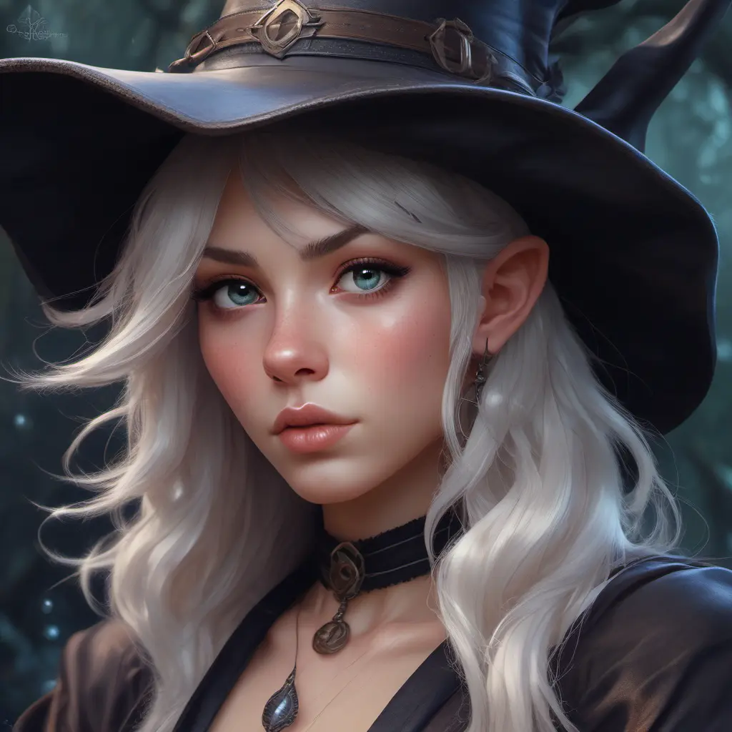 Alluring portrait of Kiki the witch in the style of Stefan Kostic, 4k, 4k resolution, 8k, Highly Detailed, Hyper Detailed, Beautiful, Digital Painting, Sharp Focus, Anime, Fantasy by Stanley Artgerm Lau