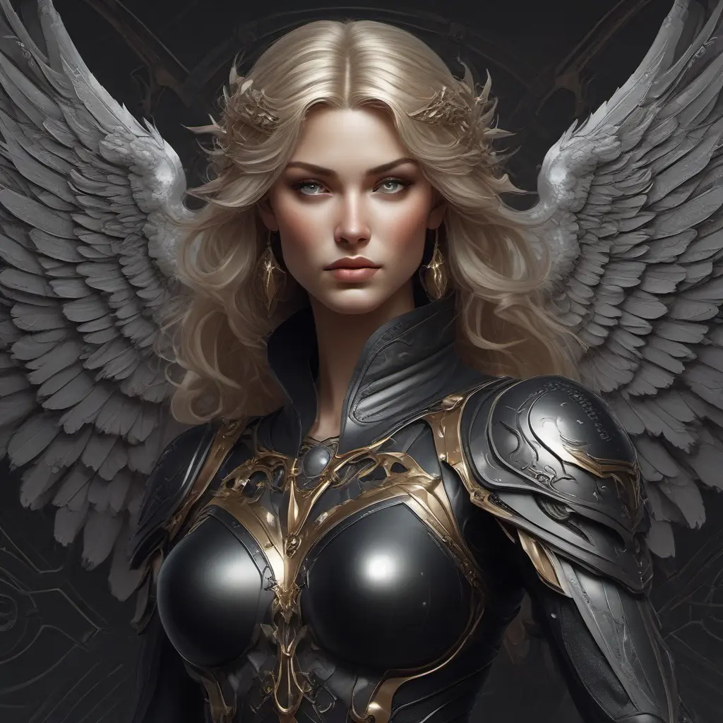 Alluring matte portrait of a beautiful Kayle wearing black leather, 8k, Highly Detailed, Intricate, Half Body, Realistic, Sharp Focus, Volumetric Lighting, Fantasy, Elegant by Stanley Artgerm Lau, Alphonse Mucha, WLOP