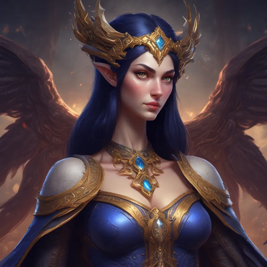 Matte portrait of Morgana from League of Legends in Elden Ring style, 8k, High Definition, Highly Detailed, Intricate, Half Body, Realistic, Sharp Focus, Fantasy, Elegant