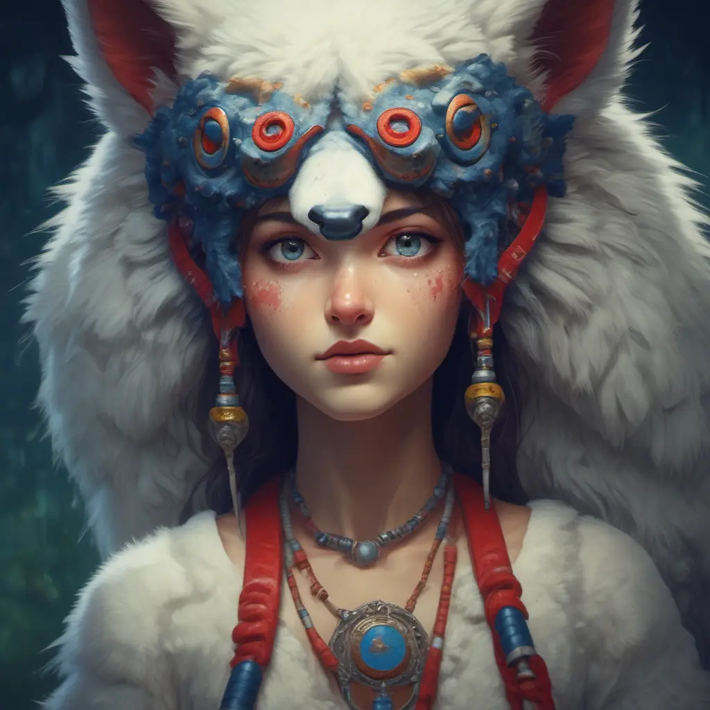 Alluring portrait of princess mononoke in the style of Stefan Kostic, 4k, 4k resolution, 8k, Hyper Detailed, Anime by Greg Rutkowski