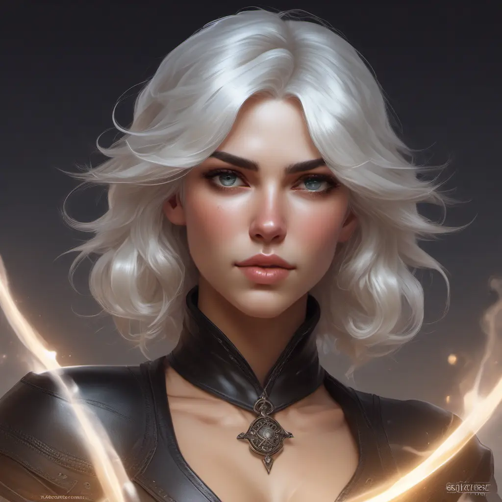 Alluring matte portrait of a beautiful Ciri wearing black leather, 8k, Highly Detailed, Intricate, Half Body, Realistic, Sharp Focus, Volumetric Lighting, Fantasy, Elegant by Stanley Artgerm Lau, Alphonse Mucha, WLOP