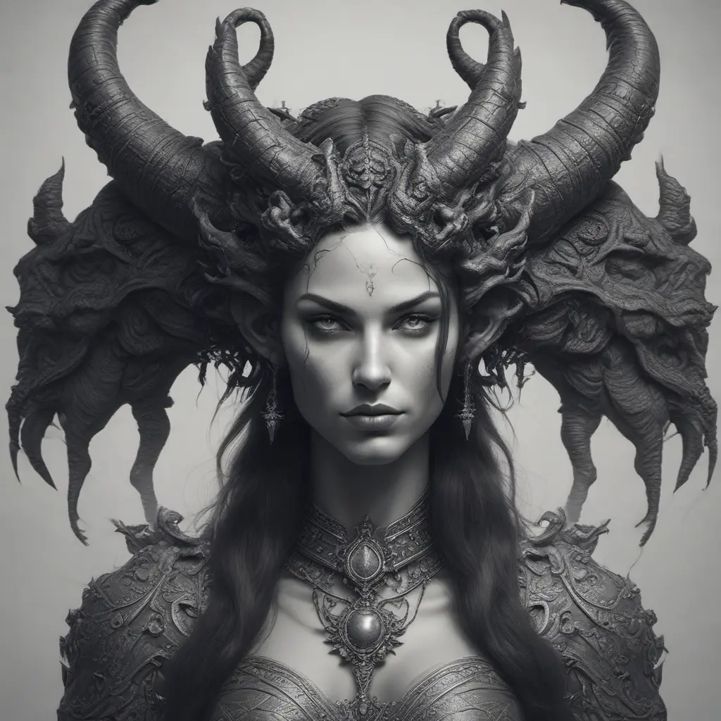 Alluring highly detailed matte portrait of a beautiful succubus in the style of Stefan Kostic, 8k, High Definition, Highly Detailed, Intricate, Half Body, Realistic, Sharp Focus, Fantasy, Elegant