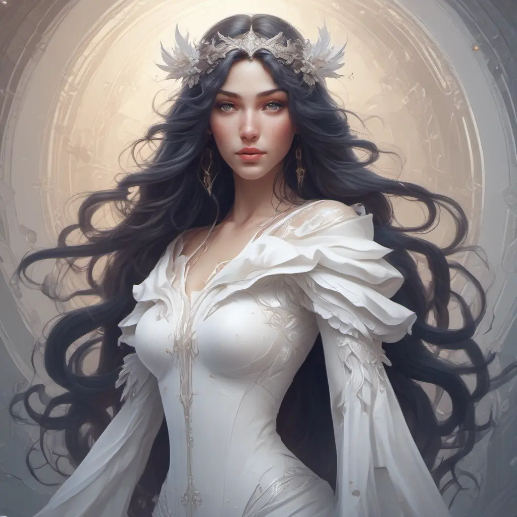 Alluring matte portrait of the beautiful Irelia in white, 8k, Highly Detailed, Intricate, Realistic, Sharp Focus, Volumetric Lighting, Fantasy, Elegant by Stanley Artgerm Lau, Alphonse Mucha, WLOP, Stefan Kostic