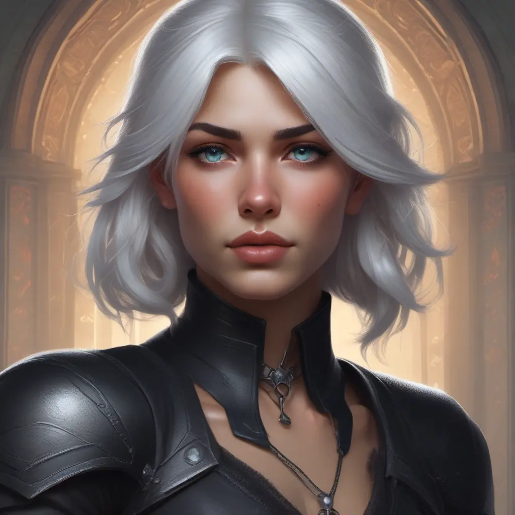 Alluring matte portrait of a beautiful Ciri wearing black leather, 8k, Highly Detailed, Intricate, Half Body, Realistic, Sharp Focus, Volumetric Lighting, Fantasy, Elegant by Stanley Artgerm Lau, Alphonse Mucha, WLOP