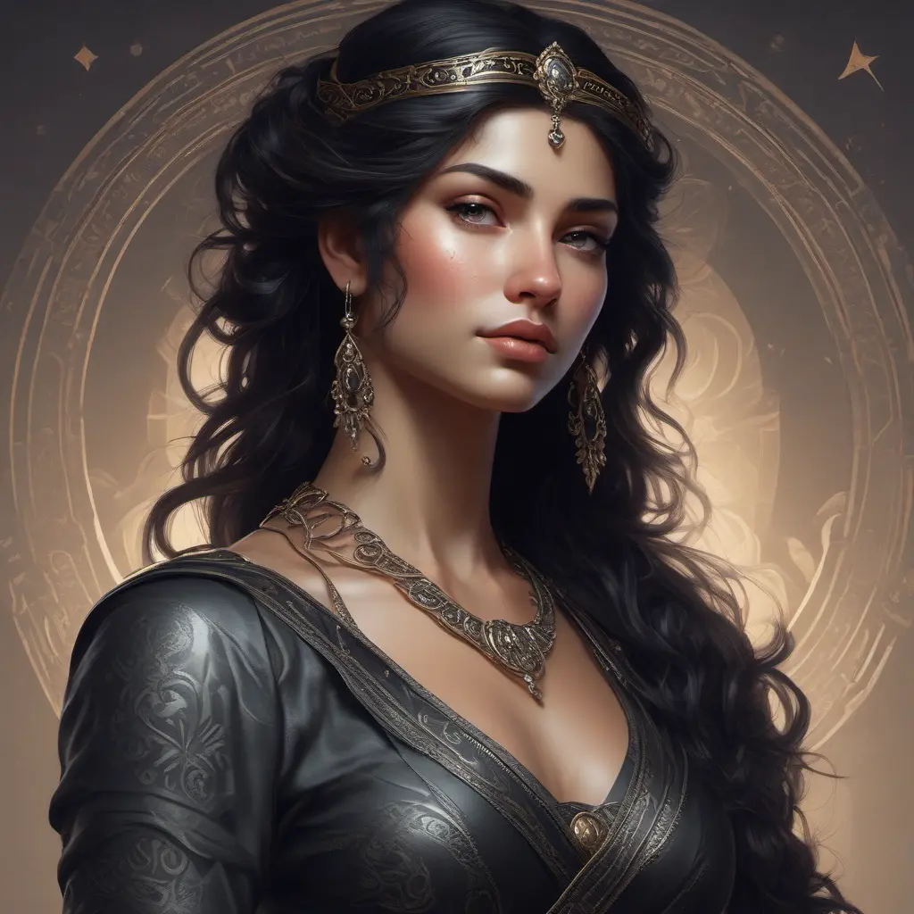 Alluring matte portrait of a beautiful Kassandra in black, 8k, Highly Detailed, Intricate, Half Body, Realistic, Sharp Focus, Volumetric Lighting, Fantasy, Elegant by Stanley Artgerm Lau, Alphonse Mucha, WLOP, Stefan Kostic