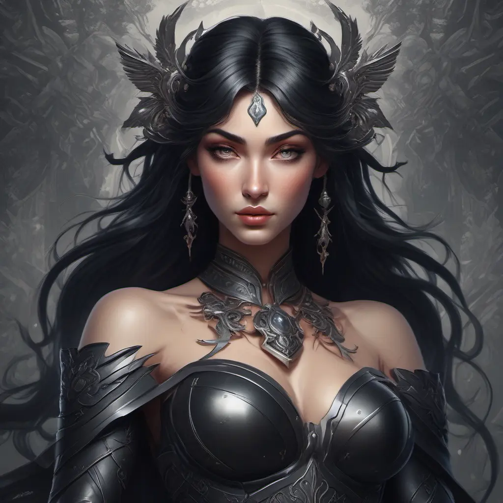 Alluring matte portrait of a fierce beautiful Irelia in black, 8k, Highly Detailed, Intricate, Half Body, Realistic, Sharp Focus, Volumetric Lighting, Fantasy, Elegant by Stanley Artgerm Lau, Alphonse Mucha, WLOP, Stefan Kostic