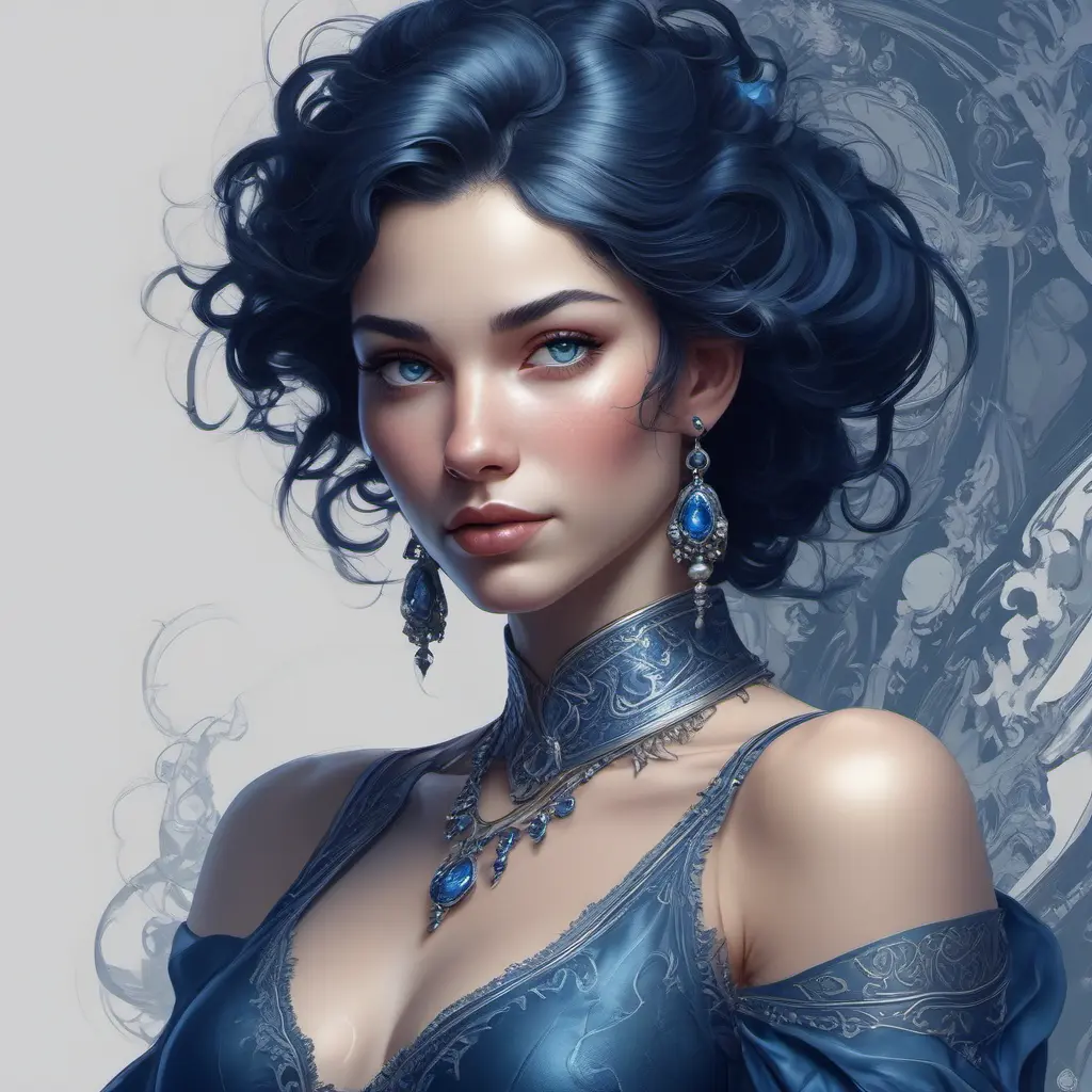 Alluring matte portrait of the beautiful Vex in dark blue, 8k, Highly Detailed, Intricate, Realistic, Sharp Focus, Volumetric Lighting, Fantasy, Elegant by Stanley Artgerm Lau, Alphonse Mucha, WLOP, Stefan Kostic