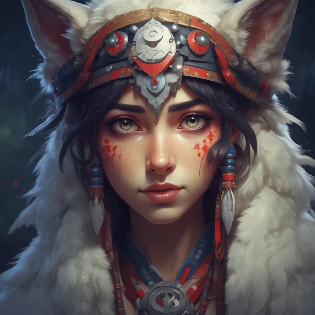 Alluring portrait of princess mononoke in the style of Stefan Kostic, 4k, 4k resolution, 8k, Hyper Detailed, Anime by WLOP