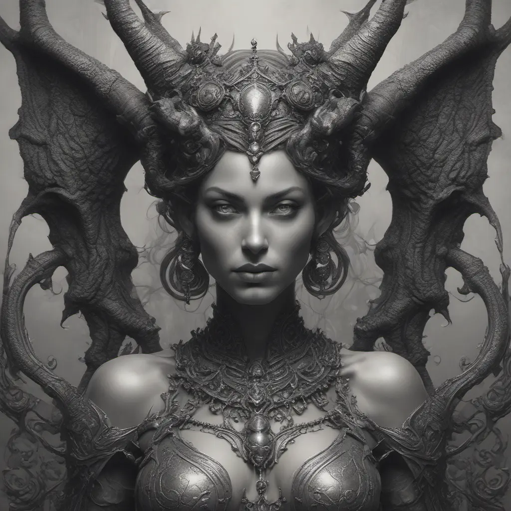 Alluring highly detailed matte portrait of a beautiful succubus in the style of Stefan Kostic, 8k, High Definition, Highly Detailed, Intricate, Half Body, Realistic, Sharp Focus, Fantasy, Elegant