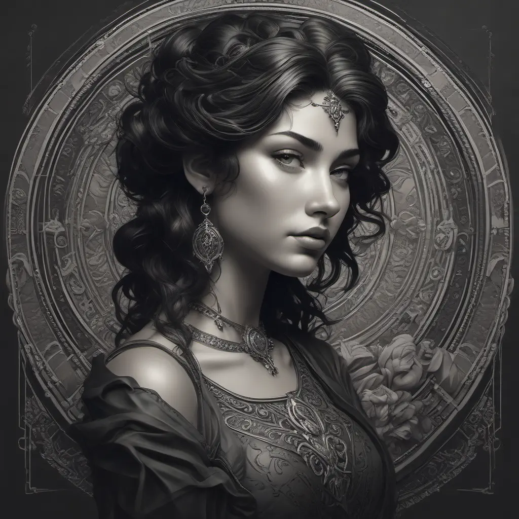 Alluring matte portrait of a beautiful Kassandra in black, 8k, Highly Detailed, Intricate, Half Body, Realistic, Sharp Focus, Volumetric Lighting, Fantasy, Elegant by Stanley Artgerm Lau, Alphonse Mucha, WLOP, Stefan Kostic