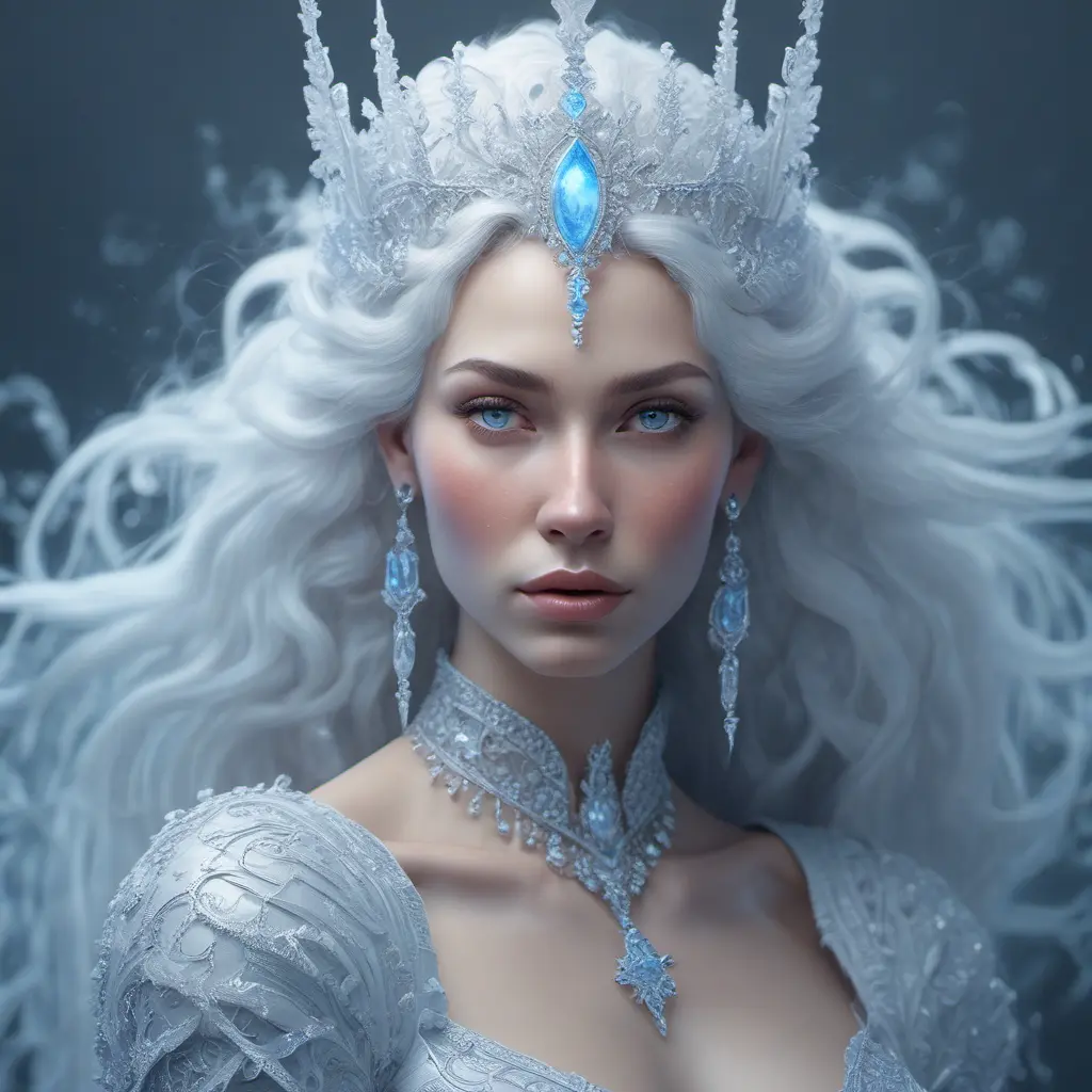 Alluring highly detailed matte portrait of a beautiful ice queen in the style of Stefan Kostic, 8k, High Definition, Highly Detailed, Intricate, Half Body, Realistic, Sharp Focus, Fantasy, Elegant