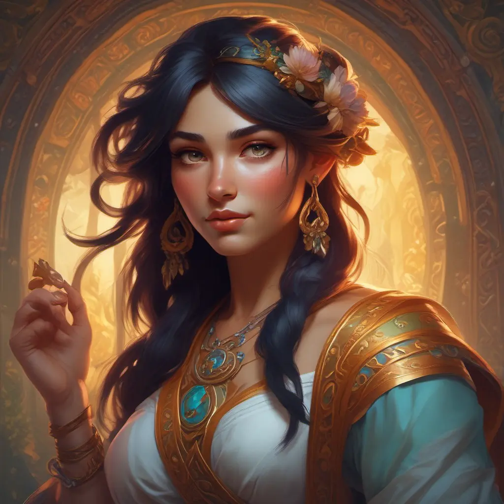 Alluring matte portrait of a beautiful Nidalee, 8k, Highly Detailed, Intricate, Half Body, Realistic, Sharp Focus, Volumetric Lighting, Fantasy, Elegant by Alphonse Mucha