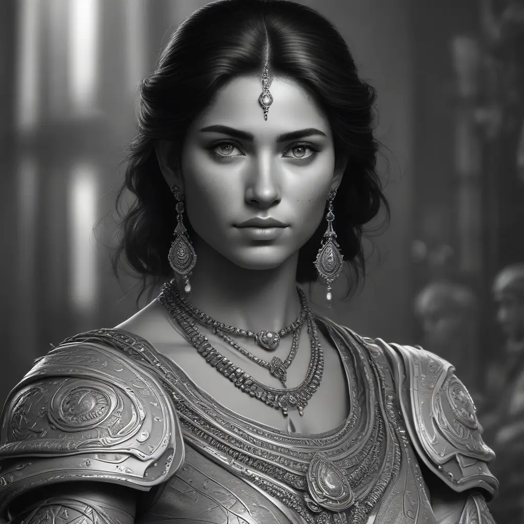 Black & White portrait of Kassandra, Highly Detailed, Intricate, Artstation, Beautiful, Digital Painting, Sharp Focus, Concept Art, Elegant