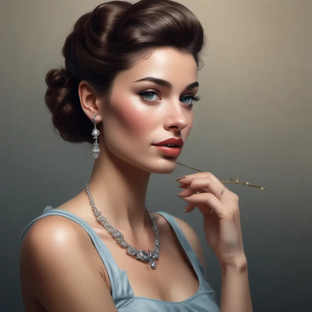 Alluring matte portrait of a beautiful Holly Golightly in the style of Stefan Kostic, 8k, Highly Detailed, Intricate, Half Body, Realistic, Sharp Focus, Volumetric Lighting, Fantasy, Elegant by Stanley Artgerm Lau, Greg Rutkowski