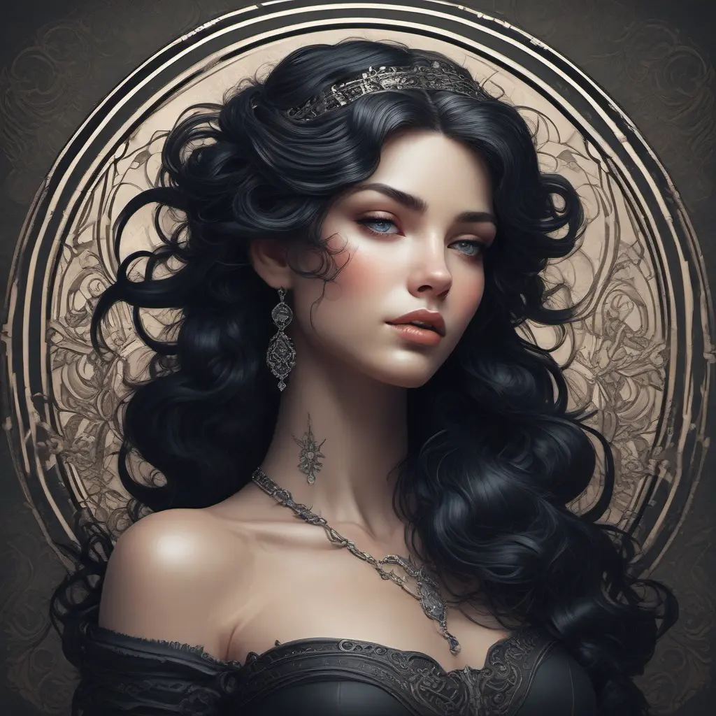 Alluring matte portrait of the beautiful goddess Selene in black, 8k, Highly Detailed, Intricate, Realistic, Sharp Focus, Volumetric Lighting, Fantasy, Elegant by Stanley Artgerm Lau, Alphonse Mucha, WLOP