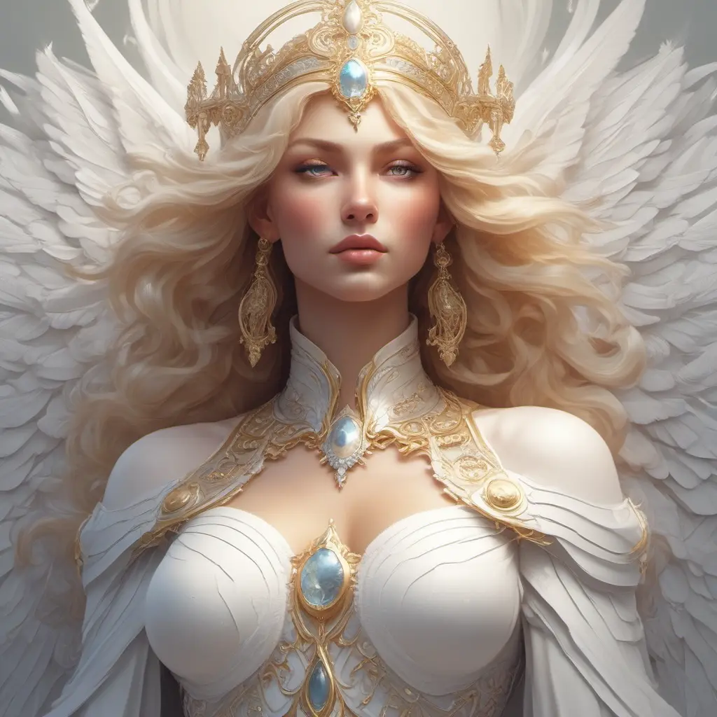 Alluring matte portrait of the beautiful Kayle in white, 8k, Highly Detailed, Intricate, Realistic, Sharp Focus, Volumetric Lighting, Fantasy, Elegant by Stanley Artgerm Lau, Alphonse Mucha, WLOP, Stefan Kostic