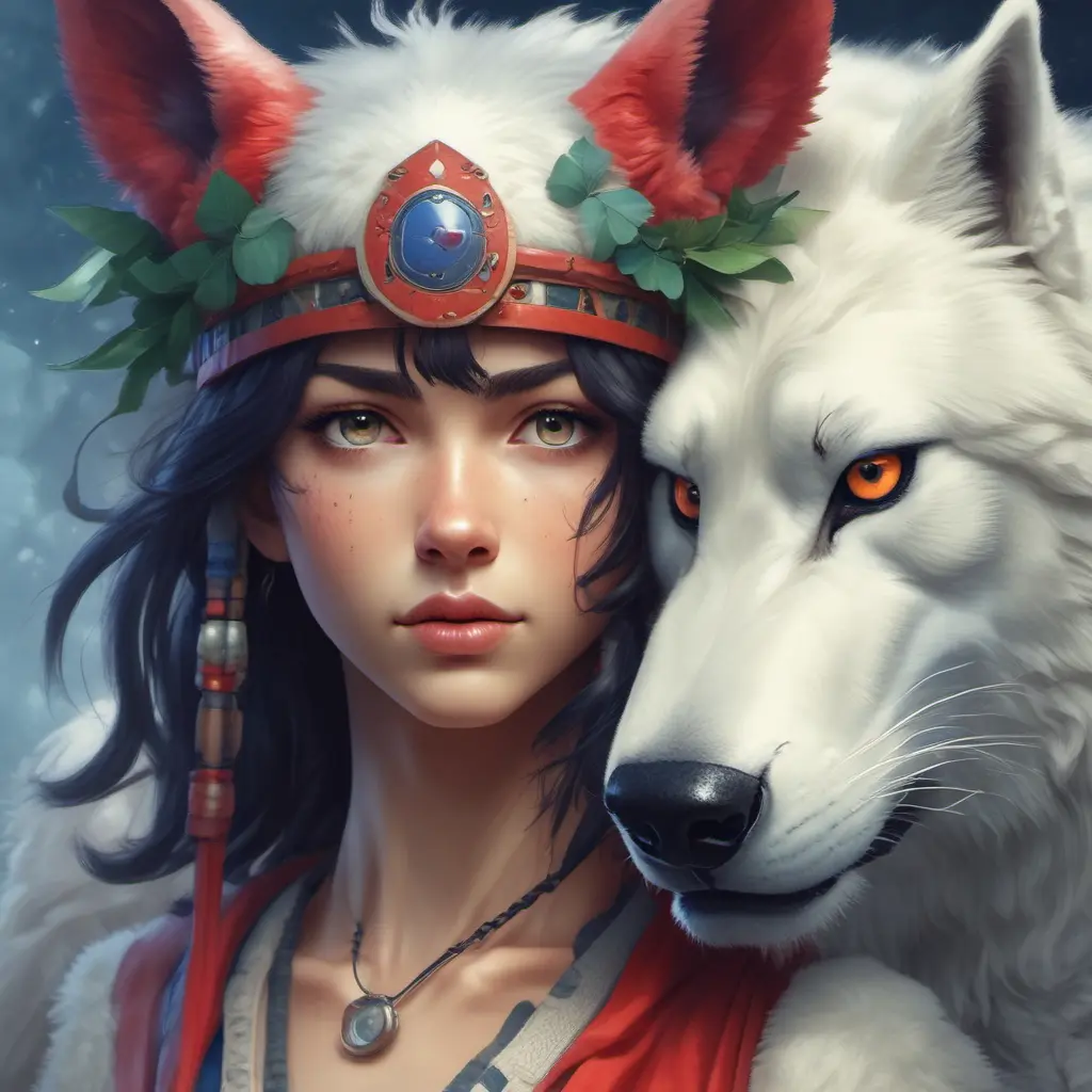 portrait of princess mononoke, 4k, 4k resolution, 8k, Hyper Detailed, Anime by Stanley Artgerm Lau