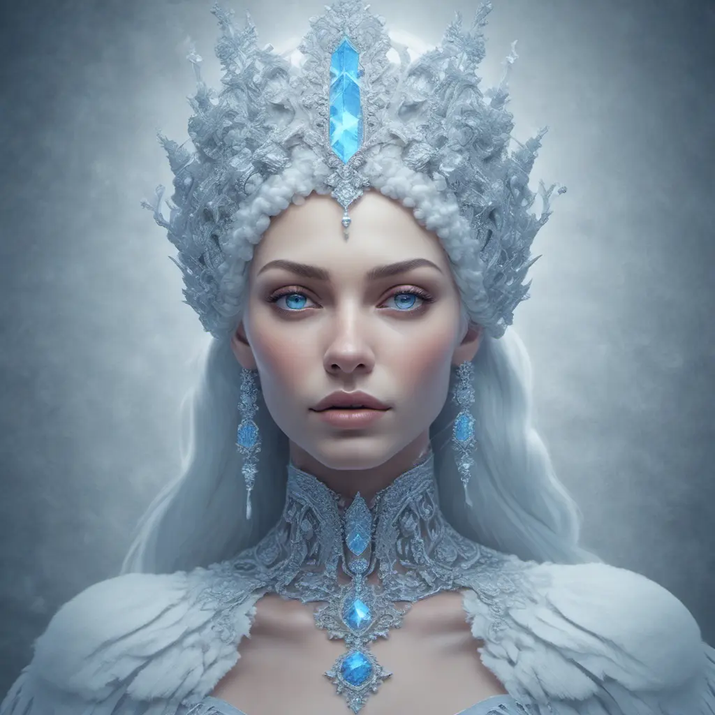 Alluring highly detailed matte portrait of a beautiful ice queen in the style of Stefan Kostic, 8k, High Definition, Highly Detailed, Intricate, Half Body, Realistic, Sharp Focus, Fantasy, Elegant