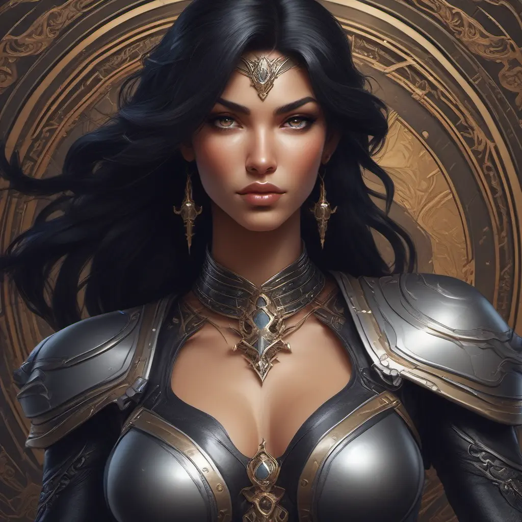 Alluring matte portrait of a beautiful Sivir wearing black leather, 8k, Highly Detailed, Intricate, Half Body, Realistic, Sharp Focus, Volumetric Lighting, Fantasy, Elegant by Stanley Artgerm Lau, Alphonse Mucha, WLOP