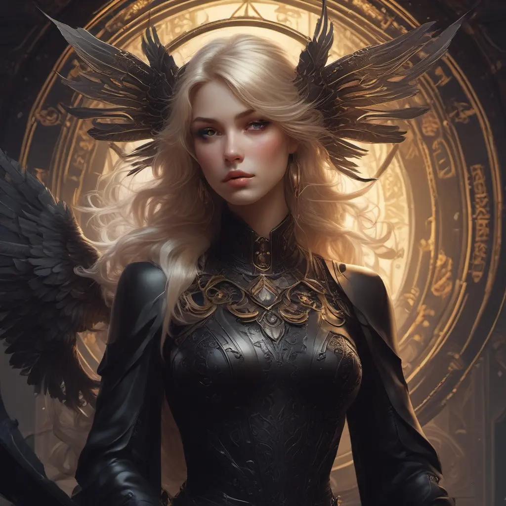 Alluring matte portrait of the beautiful Kayle in black, 8k, Highly Detailed, Intricate, Realistic, Sharp Focus, Volumetric Lighting, Fantasy, Elegant by Stanley Artgerm Lau, Alphonse Mucha, WLOP, Stefan Kostic