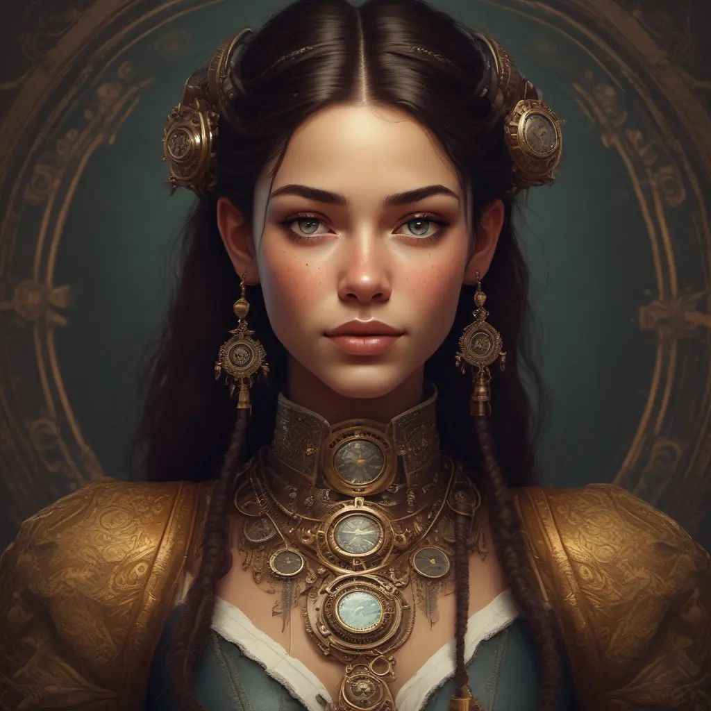 Steampunk portrait of Olivia Rodrigo, Highly Detailed, Intricate, Artstation, Beautiful, Digital Painting, Sharp Focus, Concept Art, Elegant