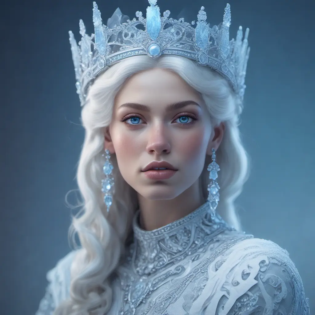 Alluring highly detailed matte portrait of a beautiful ice queen in the style of Stefan Kostic, 8k, High Definition, Highly Detailed, Intricate, Half Body, Realistic, Sharp Focus, Fantasy, Elegant