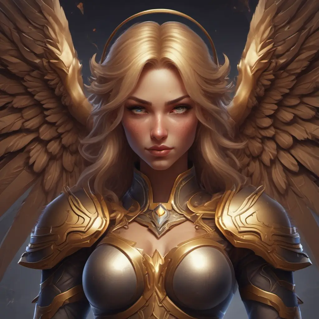 Matte portrait of Kayle from League of Legends with tattoos, 8k, Highly Detailed, Powerful, Alluring, Artstation, Magical, Digital Painting, Photo Realistic, Sharp Focus, Volumetric Lighting, Concept Art by Stanley Artgerm Lau, Alphonse Mucha, Greg Rutkowski