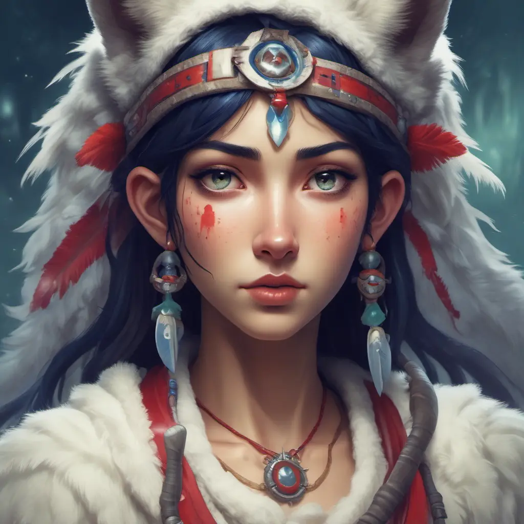 portrait of princess mononoke, 4k, 4k resolution, 8k, Hyper Detailed, Anime by Stanley Artgerm Lau