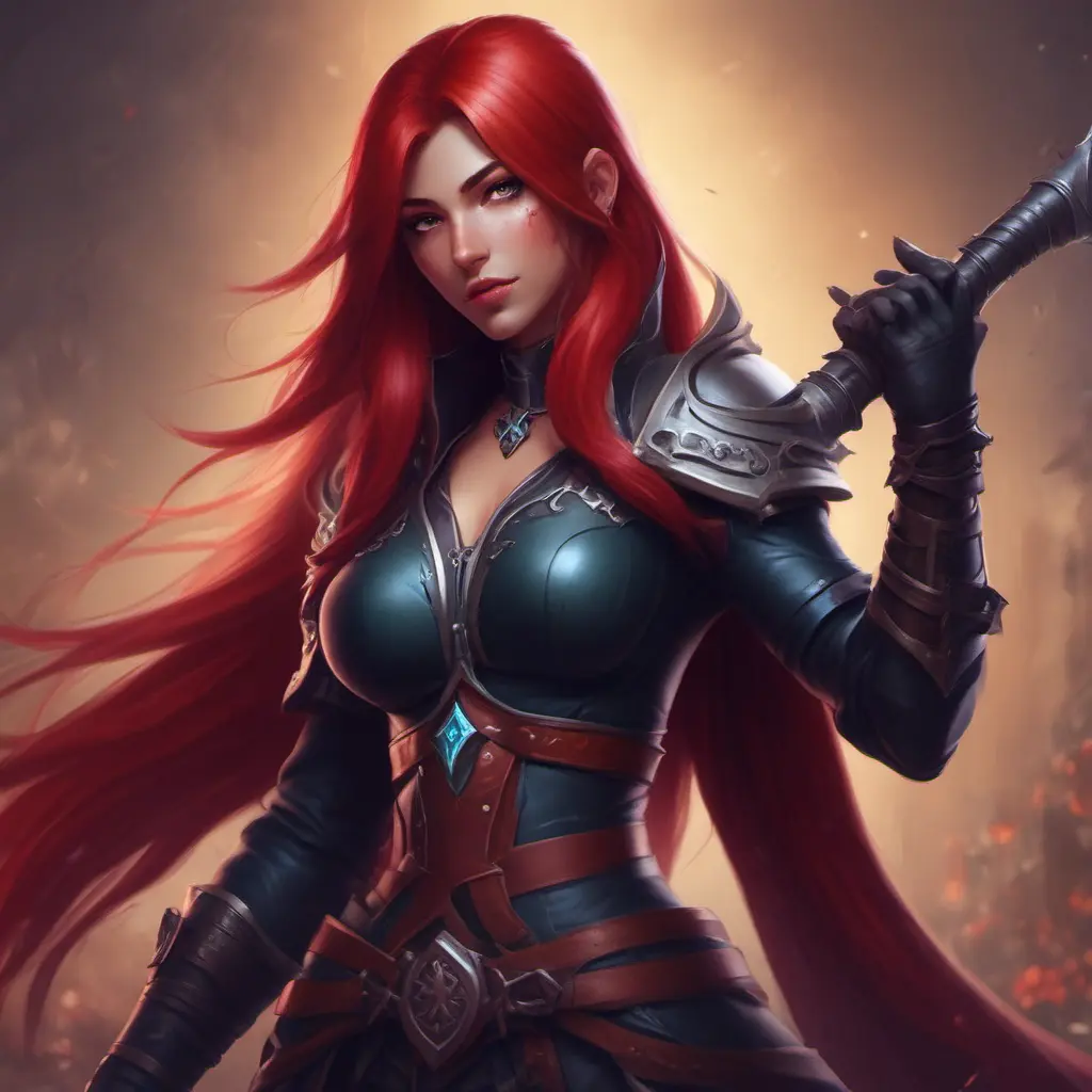 Alluring matte portrait of a beautiful Katarina from League of Legends in the style of Stefan Kostic, 8k, High Definition, Highly Detailed, Intricate, Half Body, Realistic, Sharp Focus, Fantasy, Elegant